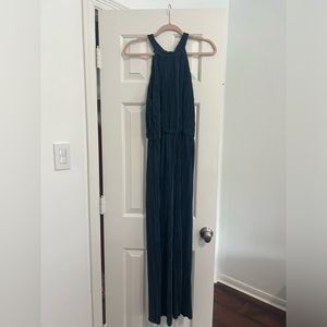 Miami blue high-neck halter jumpsuit